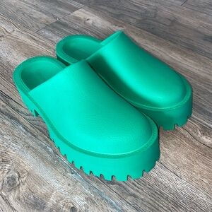 Jeffrey Campbell Green Slip On Slide Chunky Platform Mule Sandals Size 9